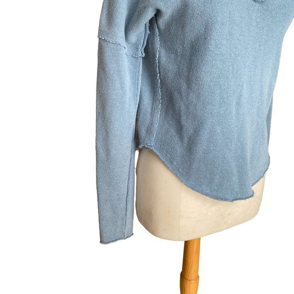 NWT We The Free Come & Get It Sweater Blue Raw Edge Slouchy Lagenlook Grunge-S - Picture 3 of 16